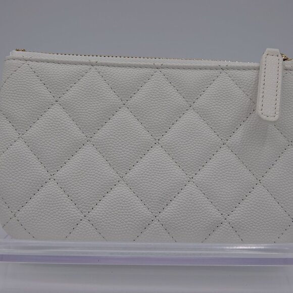 Chanel Small Quilted Caviar Leather Zipped Case White - Picture 2 of 9